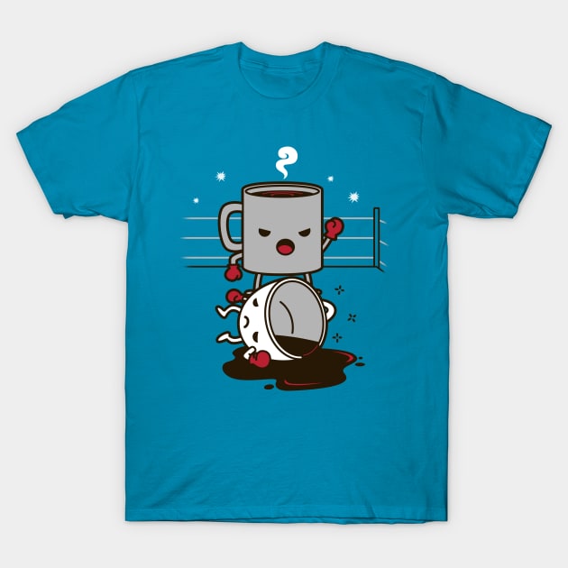 Funny Kawaii Coffee Boxing K.O. Knock Out Boxing Match Sports Cartoon T-Shirt by BoggsNicolas